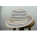 EUGENIA KIM Courtney Natural & Blue Striped Hemp Fedora Woven Hat $365 NEW O/S  eb-12590513